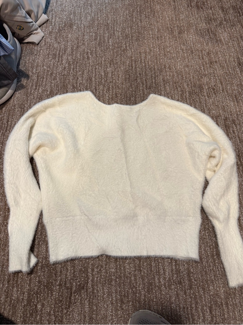 Joie Cream Off-the-Shoulder Fuzzy Knit Sweater